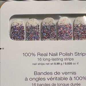 Color Street Glittering Nail Strips - White with Multicolor Sparkle Red, White